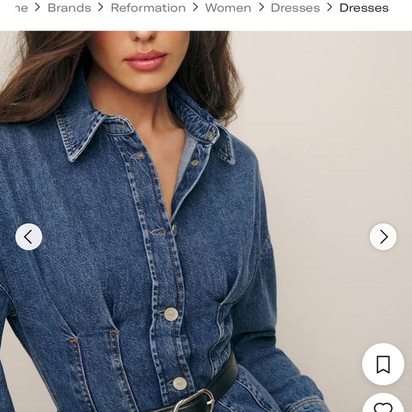 NWT Size 4 Reformation Roxanna Cinch Waist Denim Mini Dress - Picture 6 of 15